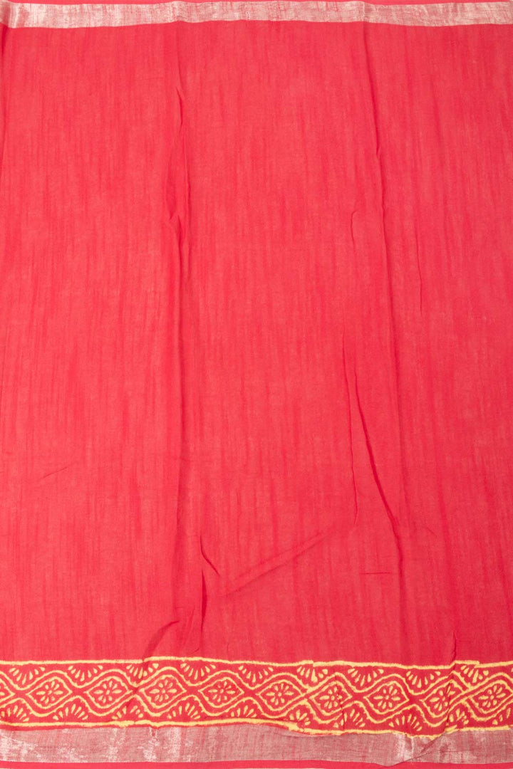 Orange Printed linen saree - Avishya