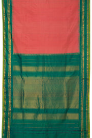 Salmon Pink Handloom Gadwal Kuttu Silk Saree - Avishya