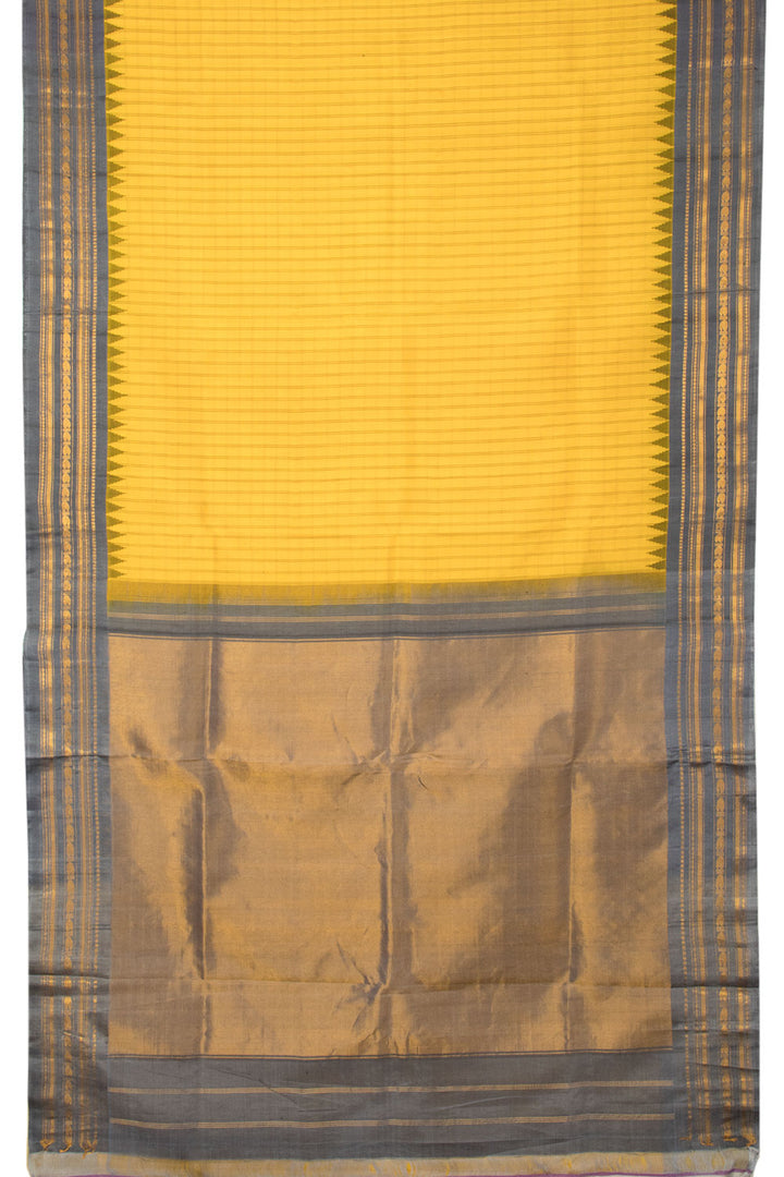 Yellow with Grey Handloom Gadwal Kuttu Silk Saree - Avishya