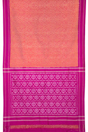 Orange with Purple Handloom Pochampally Ikat Silk Saree - Avishya
