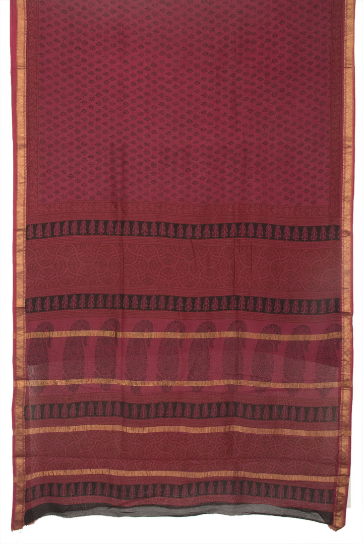 Magenta Bagh Printed Silk Cotton Saree - Avishya