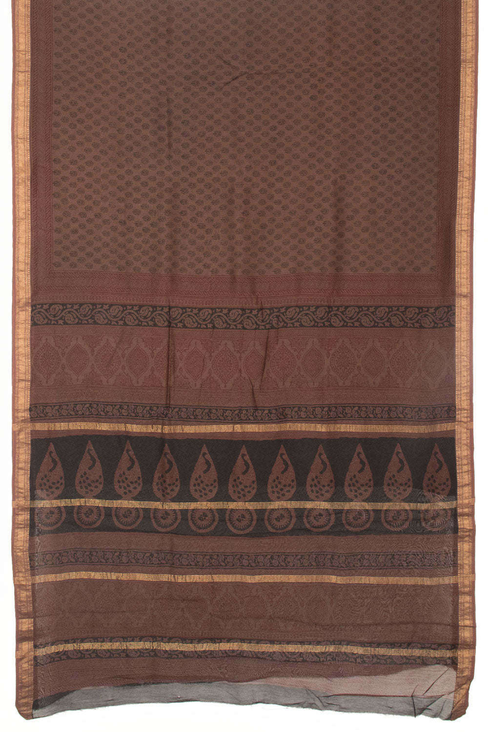 Brown Bagh Printed Silk Cotton Saree - Avishya