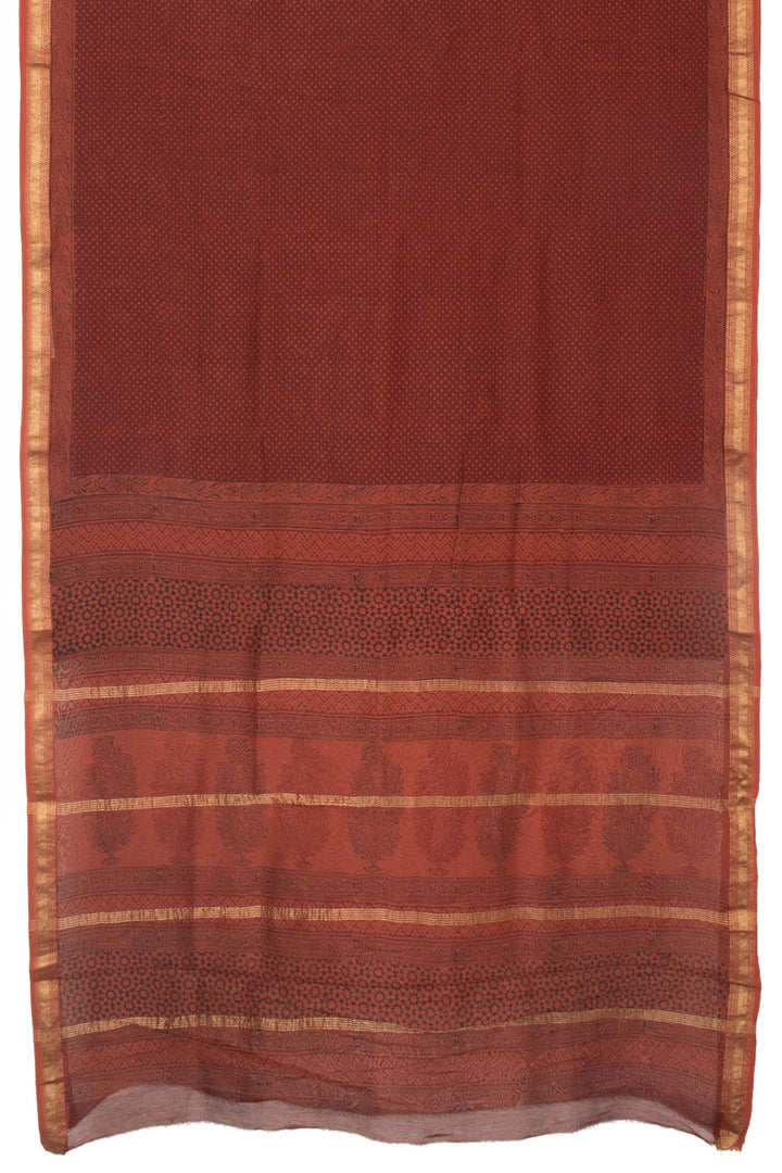 Copper Brown Bagh Printed Silk Cotton Saree - Avishya