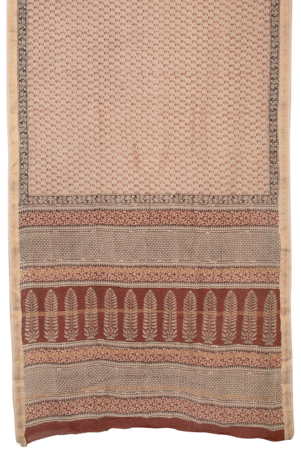 Off white Bagh Printed Silk Cotton Saree - Avishya
