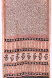 Cream with Black Bagh Printed Silk Cotton Saree - Avishya