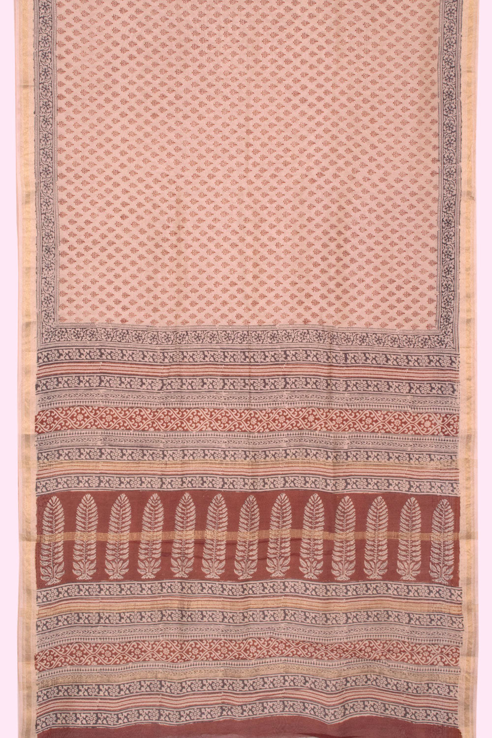 Cream Bagh Printed Silk Cotton Saree - Avishya