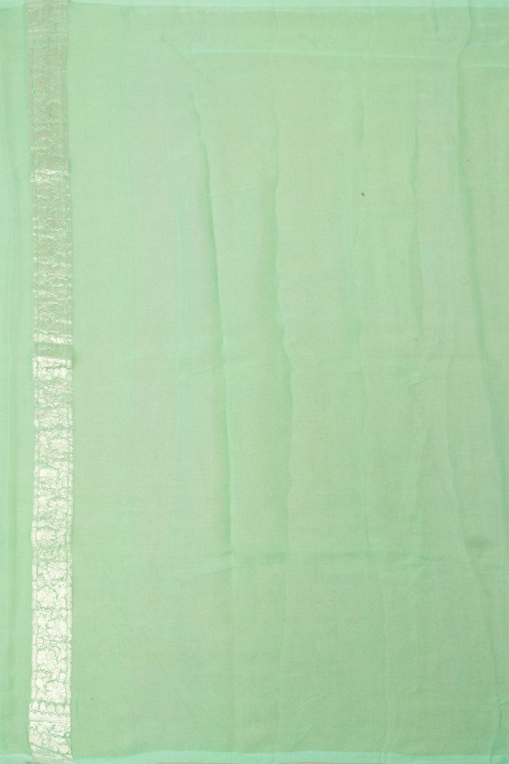 Mint Green Handloom Khaddi Banarasi Chiffon Saree - Avishya