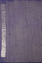 Navy Blue Handloom Khaddi Banarasi Chiffon Saree - Avishya