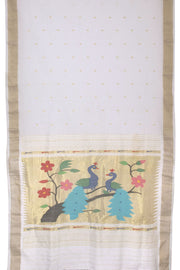 Off white Handloom Paithani Cotton Saree 10064571