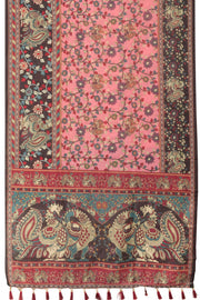 Baby Pink Printed Kalamkari Malai Cotton Saree 10064647