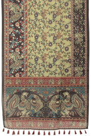 Pastel Green Printed Kalamkari Malai Cotton Saree 10064649