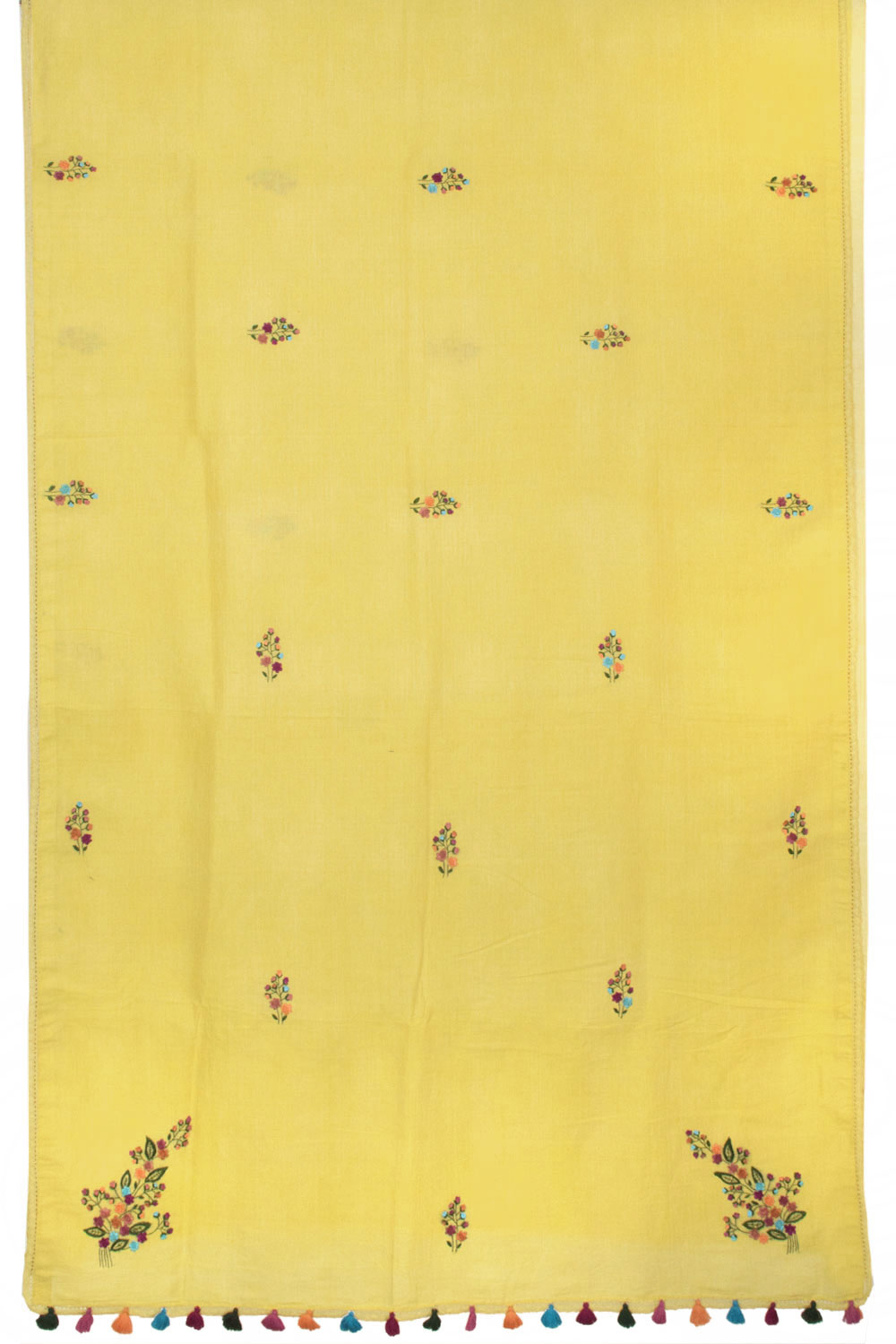 Yellow  Embroidered Linen Silk Saree 10064718