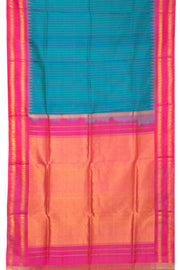 French Blue Handloom Gadwal Kuttu Silk Saree - Avishya