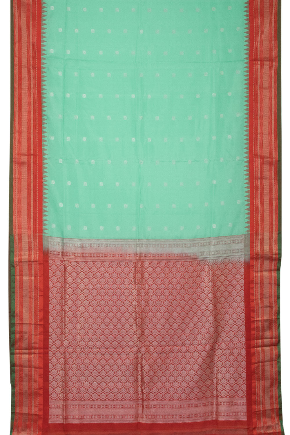 Mint Green Handloom Gadwal Kuttu Silk Saree - Avishya