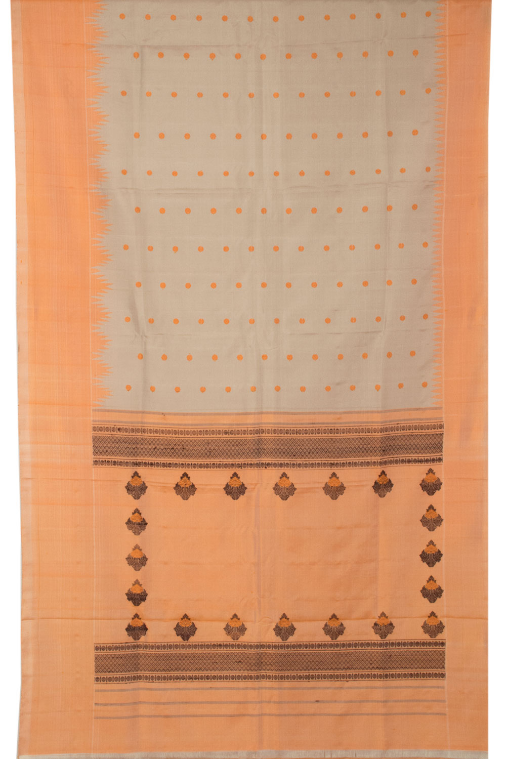 Grey Handloom Gadwal Kuttu Silk Saree - Avishya