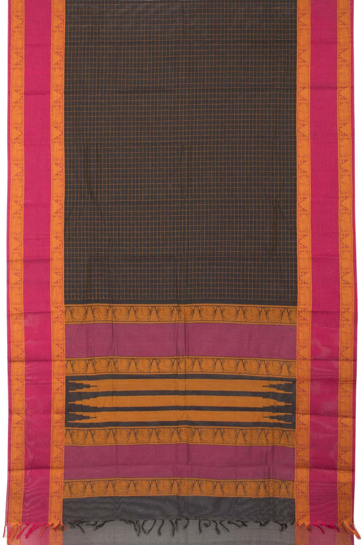 Black Handloom Kanchi Cotton Saree - Avishya