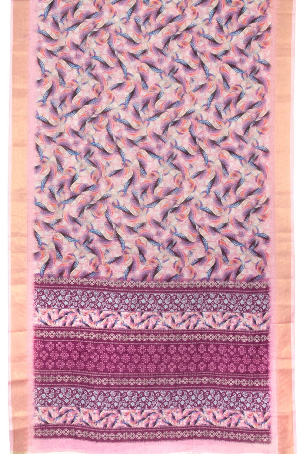 Lavender Printed Linen Saree - Avishya