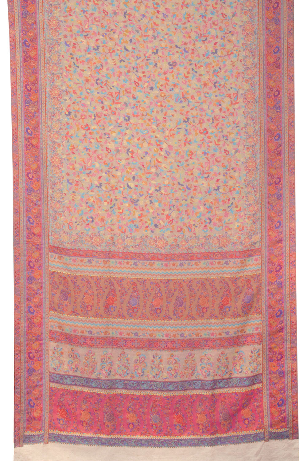 Baby Pink Handloom Kashmir Kani Silk Saree - Avishya