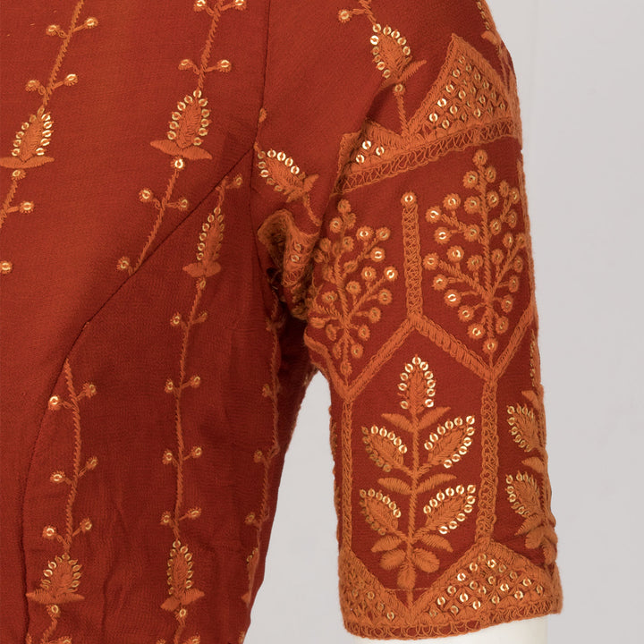 Brown Sequin Embroidered Georgette Blouse -Avishya