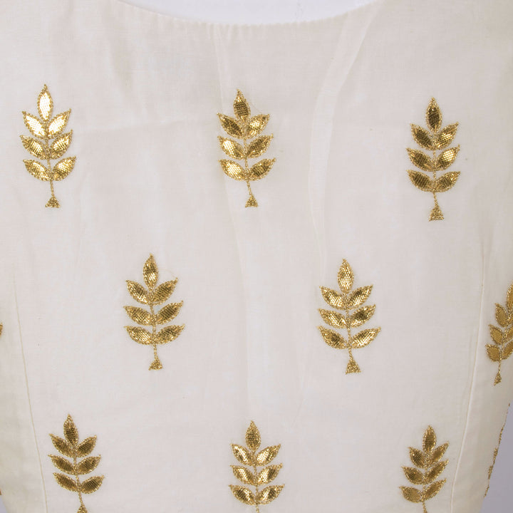White Sequin Embroidered Chanderi Silk Cotton Blouse - Avishya