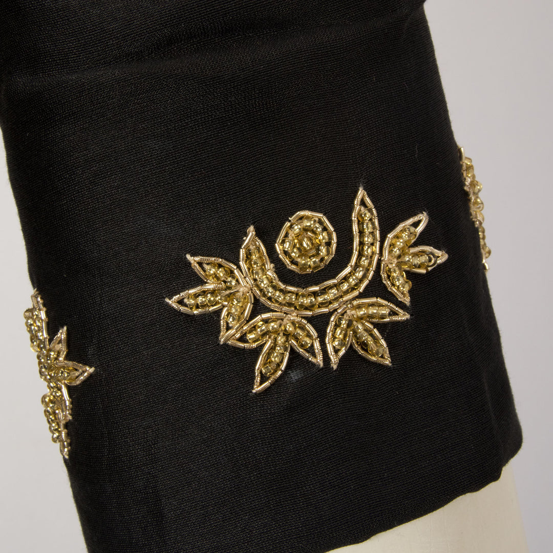 Black Bead Embroidered Chanderi Silk Cotton Blouse - Avishya