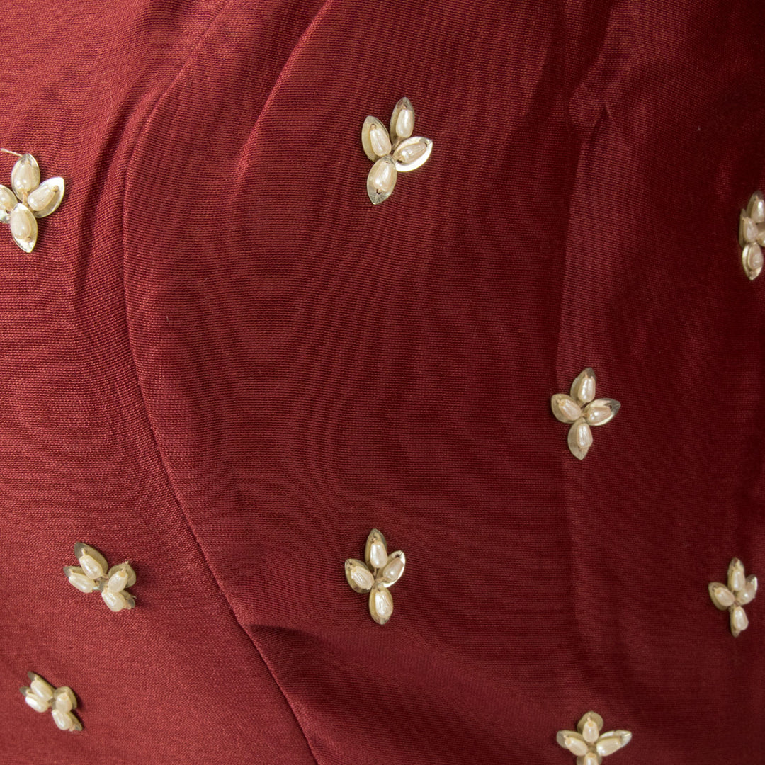 Maroon Bead Embroidered Chanderi Silk Cotton Blouse - Avishya
