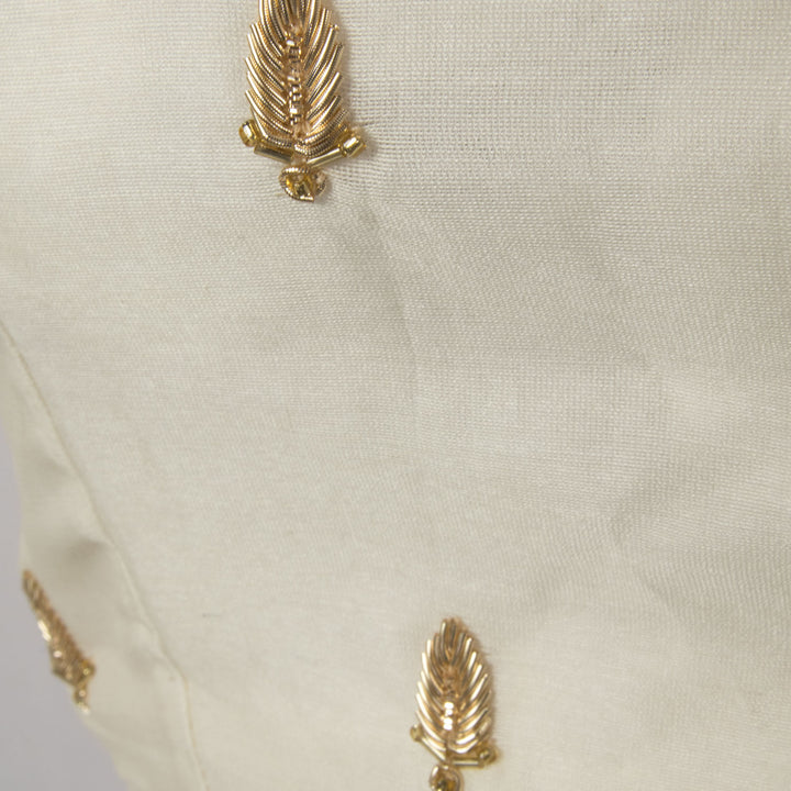 Off White Zardosi Embroidered Chanderi Silk Cotton Blouse - Avishya