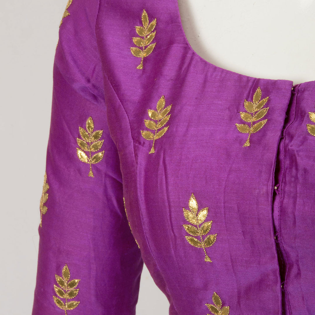Violet Sequin Embroidered Chanderi Silk Cotton Blouse - Avishya