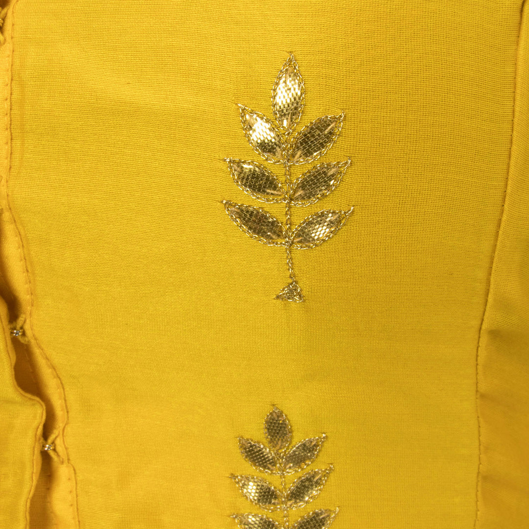 Yellow Sequin Embroidered Chanderi Silk Cotton Blouse - Avishya