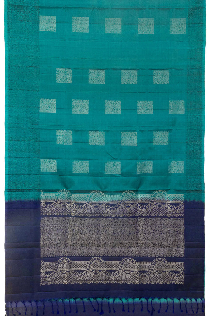 Peacock Blue Handloom Kanjivaram Soft Silk Saree 10065012