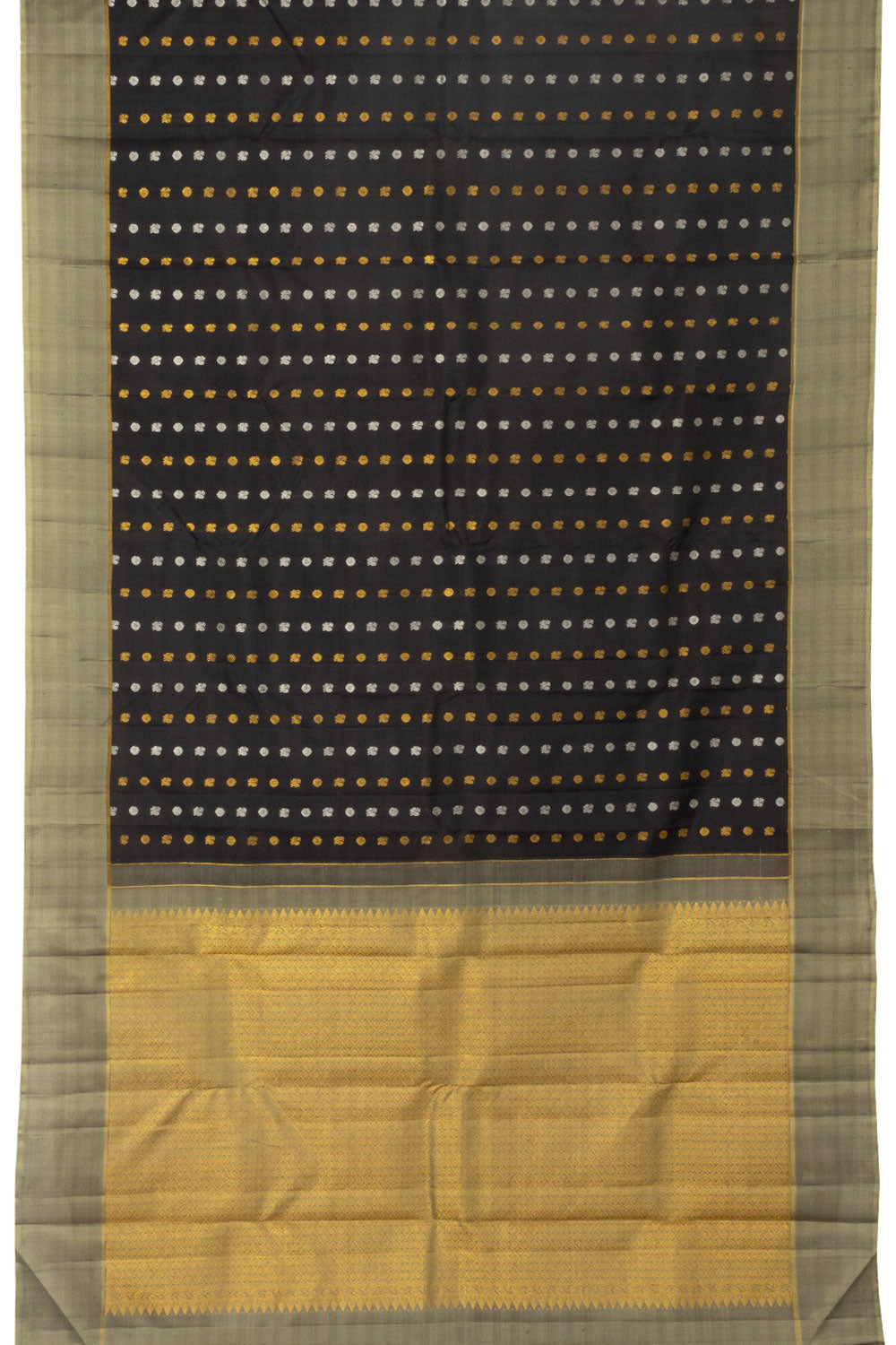 Black Handloom Kanjivaram Silk Saree 10065034