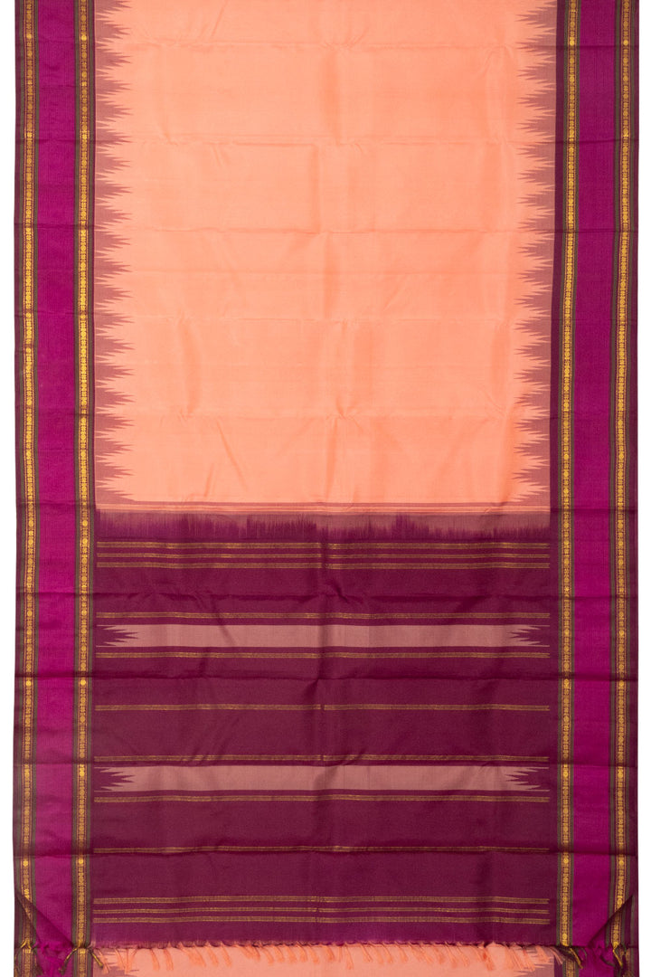 Orange Handloom Korvai Kanjivaram Silk Saree 10065035