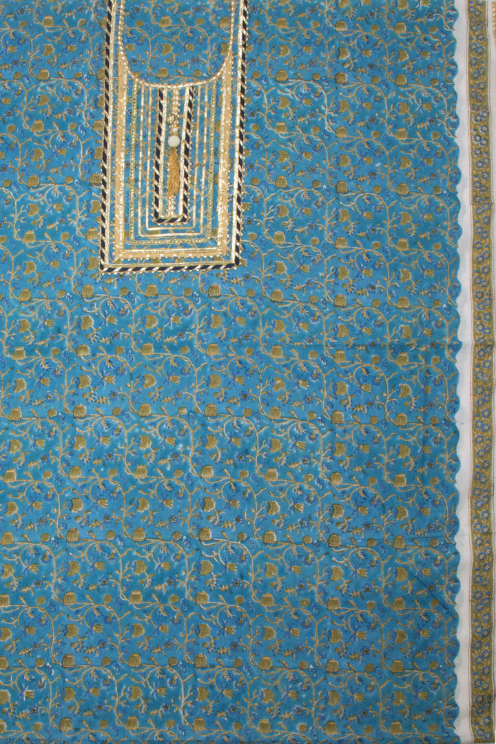 Gotapatti Embroidered 3-Piece Cotton Salwar Suit Material - Avishya