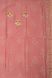 Pink Embroidered 3-Piece Silk Cotton Salwar Suit Material  - Avishya