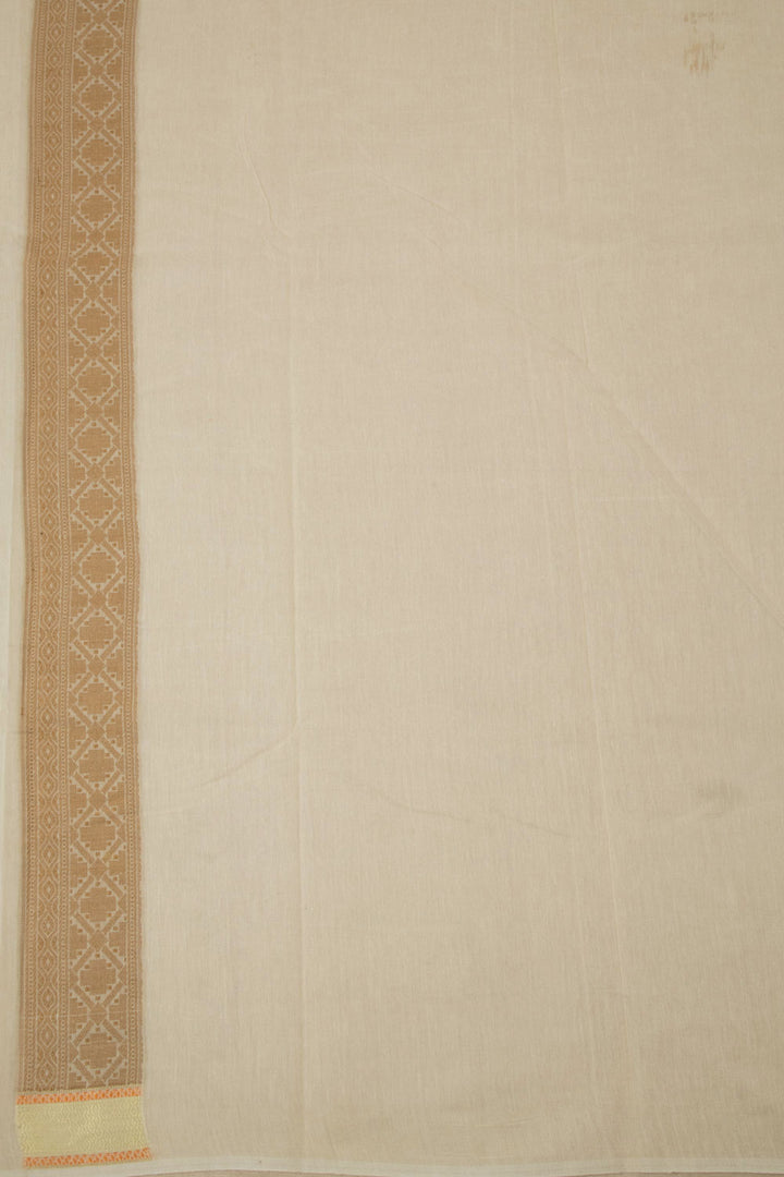 White Handloom Banarasi Cotton Saree - Avishya