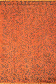 Orange Vanaspathi Hand block Printed Silk Cotton Saree - Avishya