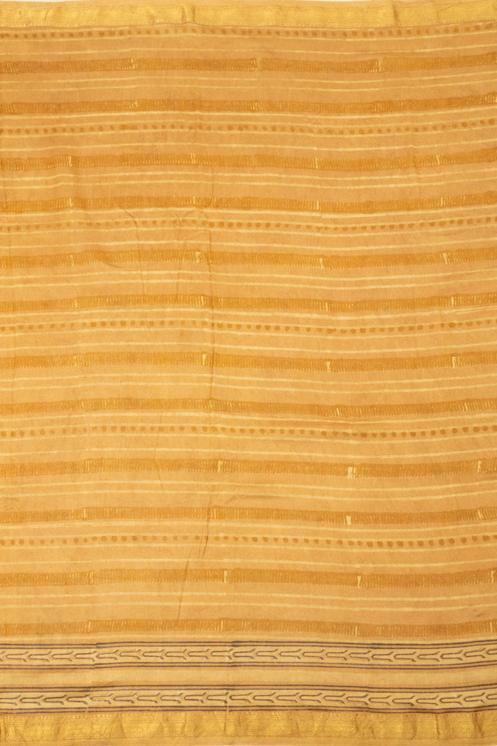 Beige Vanaspathi Hand block Printed Silk Cotton saree - Avishya