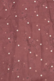 Vintage Rose Blush Brown Floral Printed Organza Saree 10076560