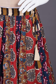 Multi Colour Hand Block Printed Cotton Skirt 10065532(Size-36 to 40)-Avishya