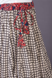 White Hand Block Printed Cotton Skirt 10065535(Size-36 to 40)-Avishya