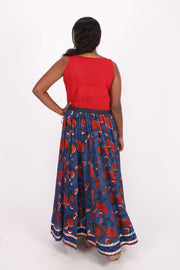 Blue Hand Block Printed Cotton Skirt