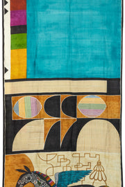  Blue Mulberry Hand Painted Silk Saree - Avishya