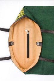 Green Kantha Embroidery Tote Bag - Avishya