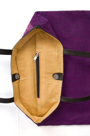 Violet Kantha Embroidery Tote Bag - Avishya