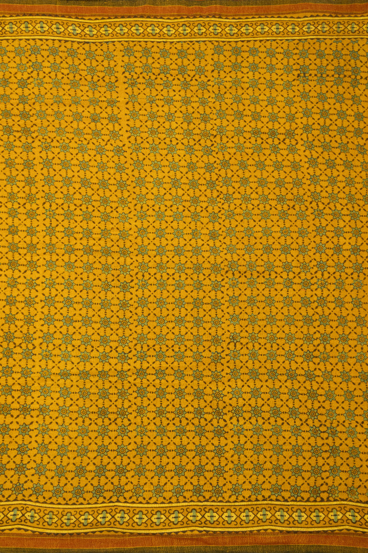 Yellow Handloom Bhujodi Kala Cotton Saree - Avishya