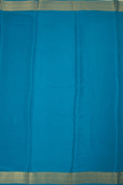 Royal Azure Blue Mysore Crepe Silk Saree With Leaf Butta Design And Zari Border 10076678