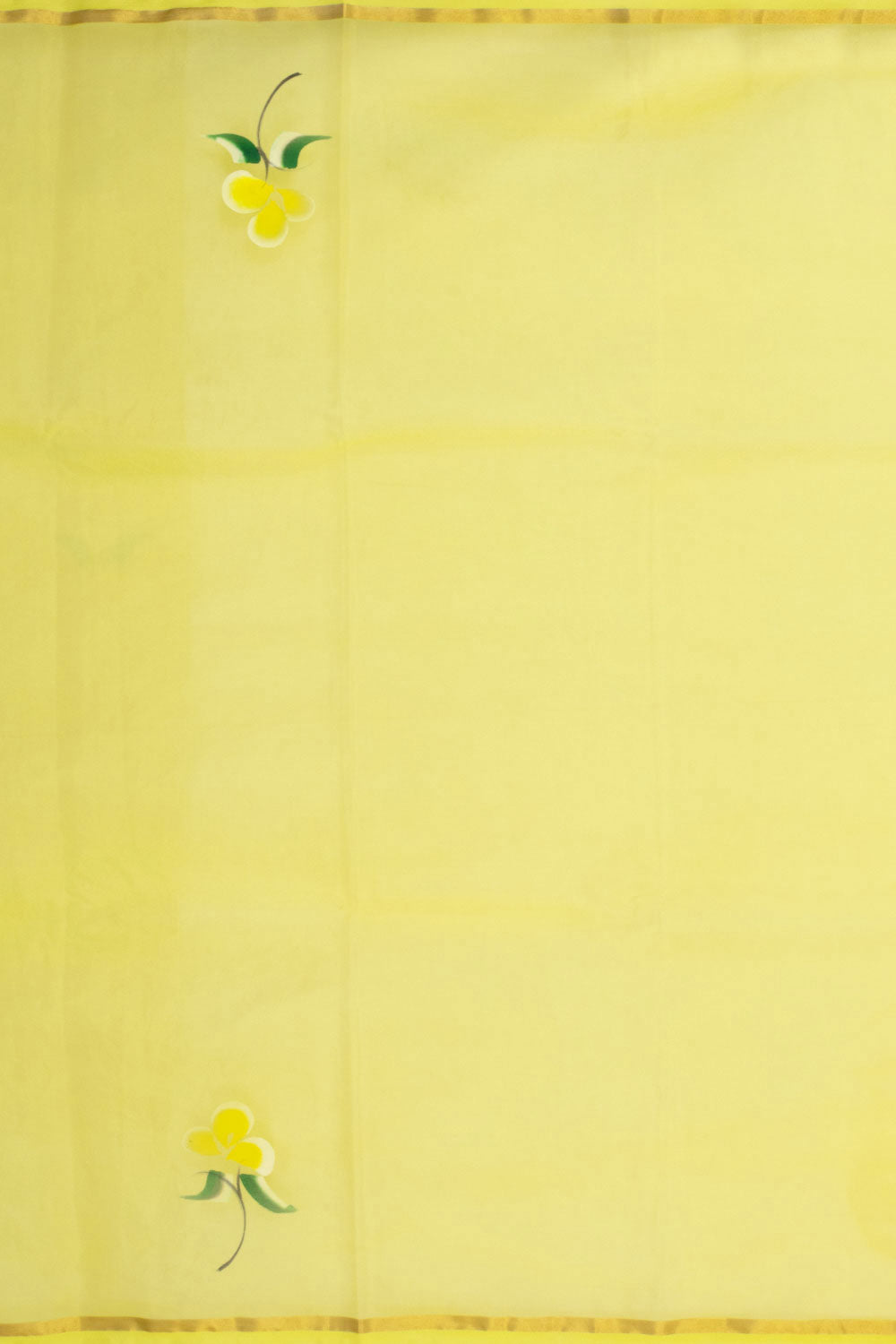 Yellow Hand Painted Organza Saree - Avishya