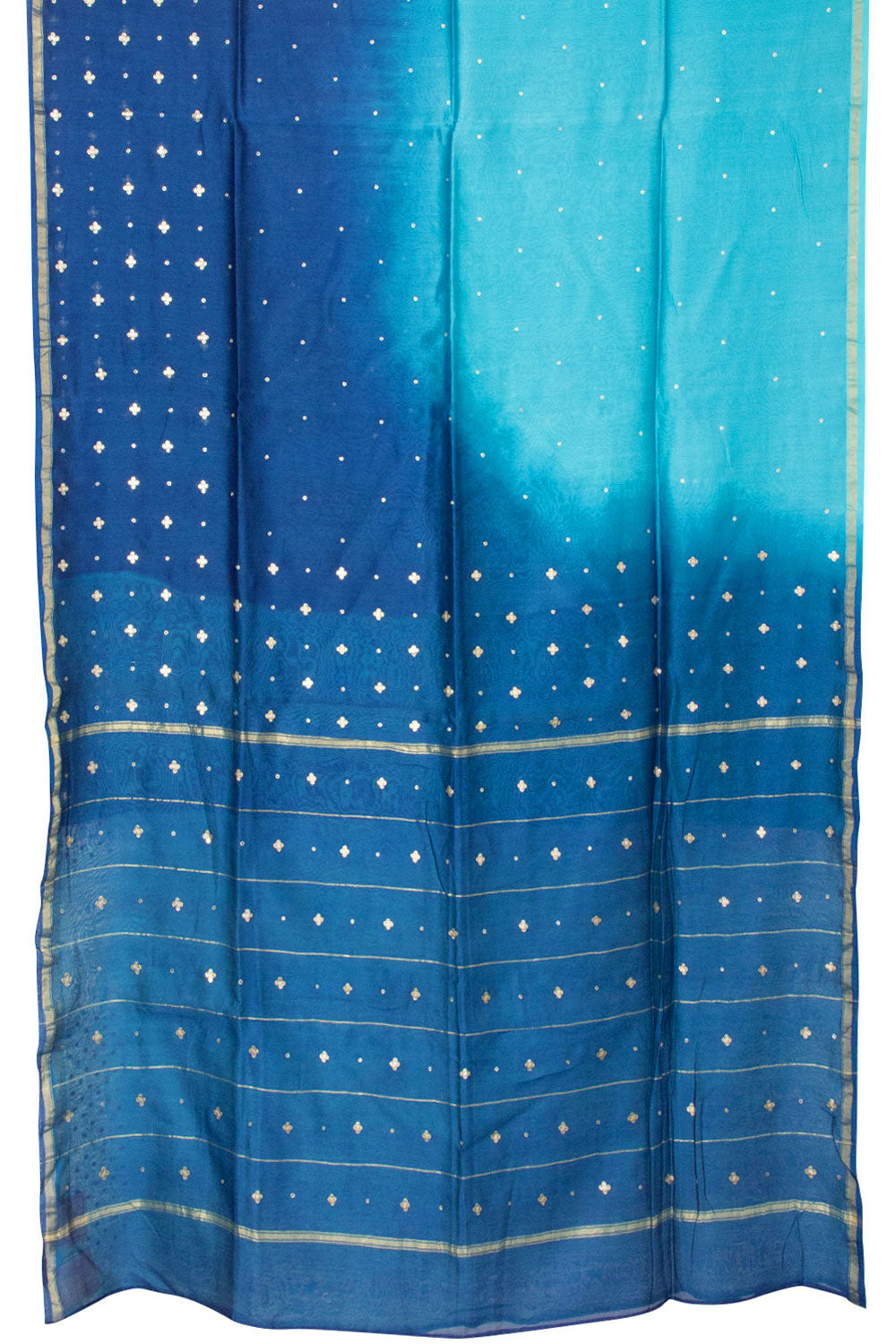 Dual Shade Blue Handwoven Chanderi Silk Cotton Saree 10066023
