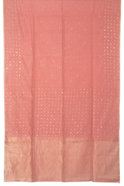 Peach Handwoven Chanderi Saree 10066025