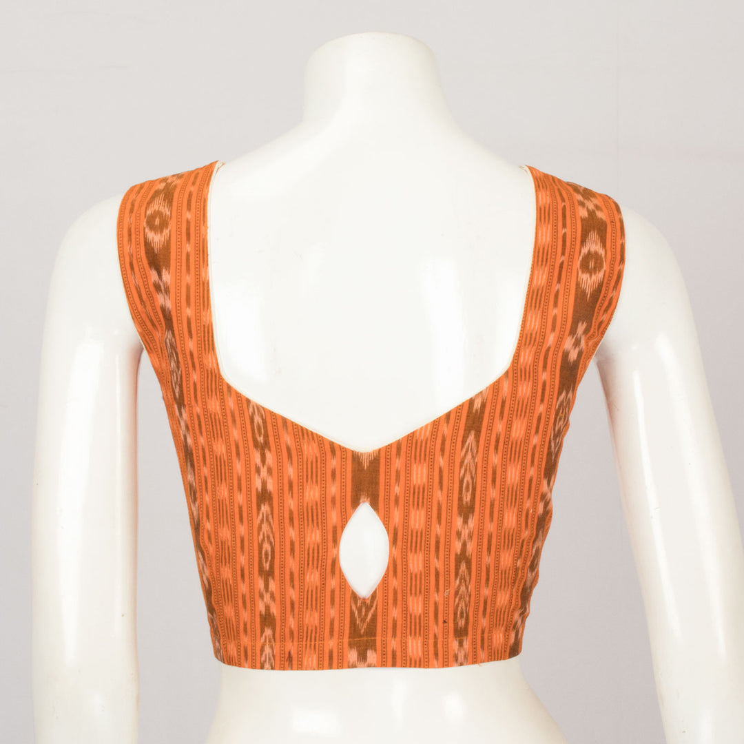 Orange Handcrafted Sleeveless Cotton Blouse - Avishya